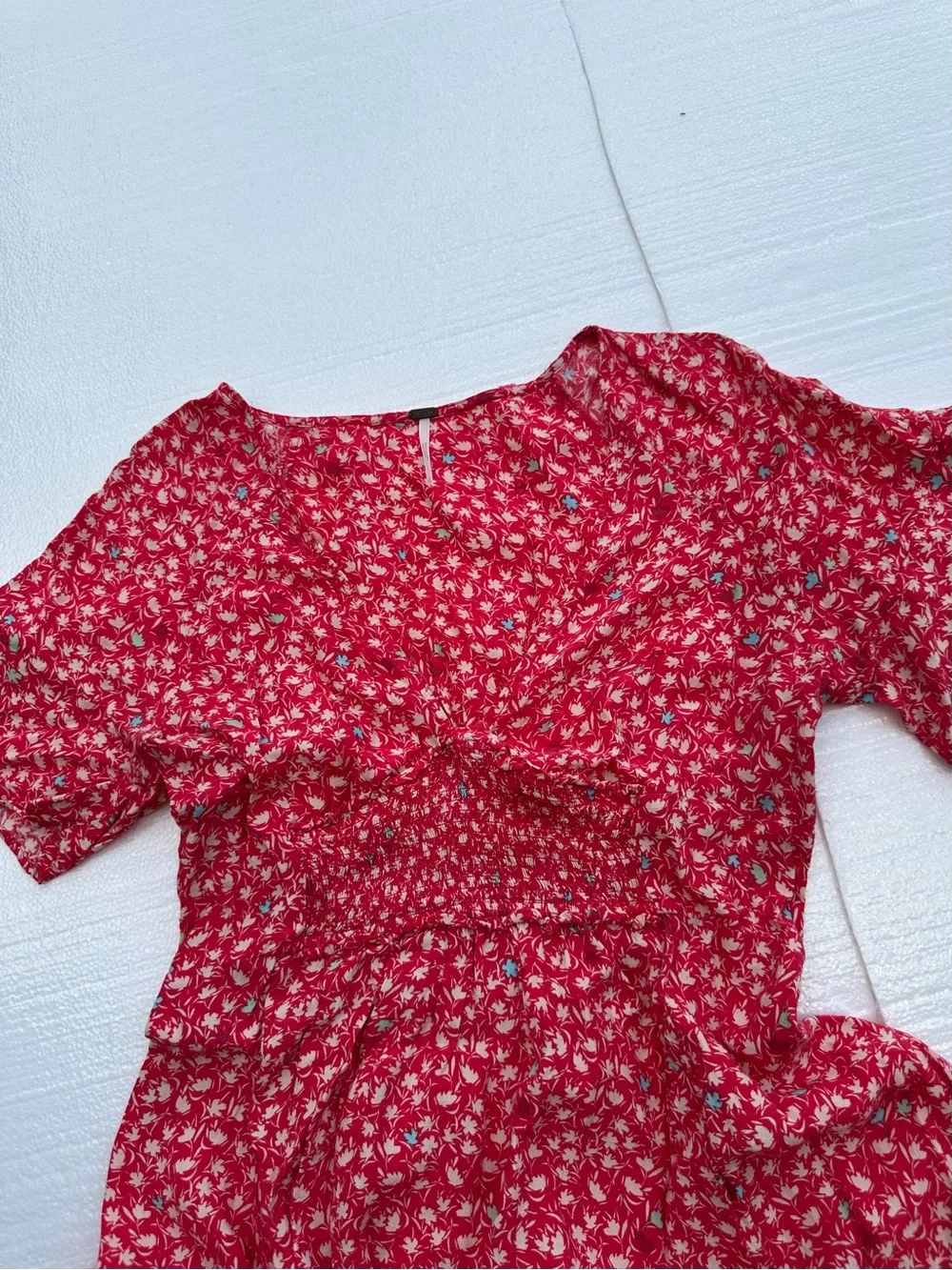 Free people Full Bloom Midi Dress in red floral print sz L
